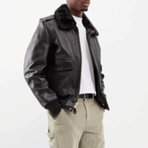 Mens Brown Leather Flight Jacket